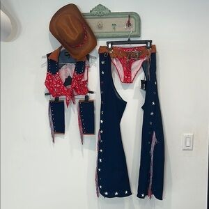Dolls Kill American Rodeo Cowgirl Navy and Red Star 5 piece costume medium new